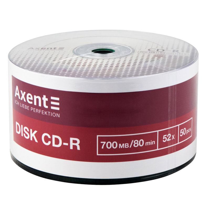 Диск CD-R, 700 Mb/80 min, 52x, 50шт./уп., bulk Axent - фото 1