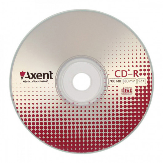 Диск CD-R, 700 Mb/80 min, 52x, 100шт./уп., bulk Axent - фото 1