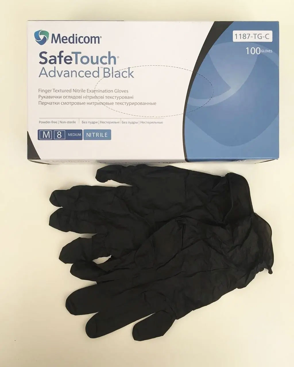 Рукавички нітрілові без пудри полегшеніl, розмір M, 100шт./уп., чорн. Medicom - фото 4