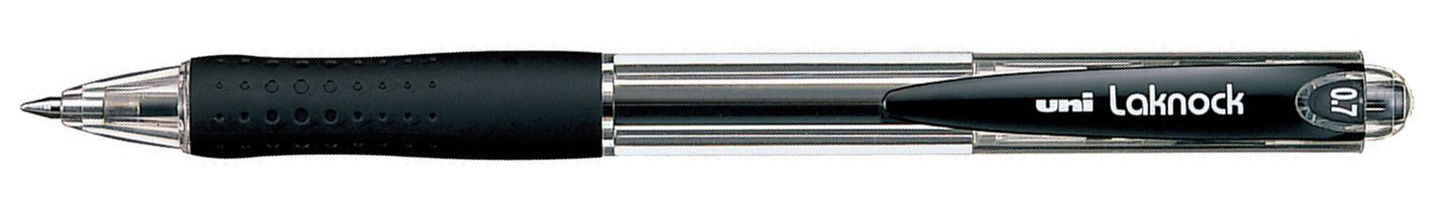 Ручка кулькова автом. Laknock fine 0.7мм., корпус, прозор., ст., чорн. Uni - фото 5