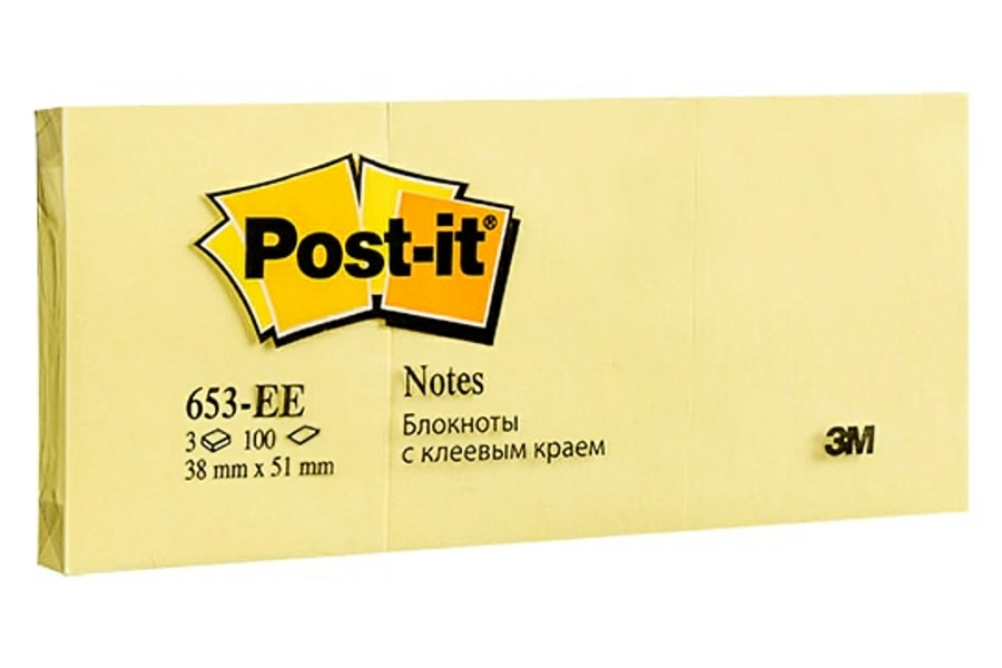 Блок паперу з клейким шаром Post-it 38*51мм.*100л, 3шт/уп., жовт. 3M - фото 3