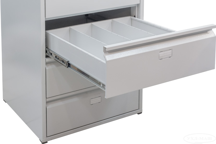 Шафа картотечна для трудових книжок на 3ящ., 710*570*602мм., металева з замком, сір. УХЛ-МАШ - фото 6