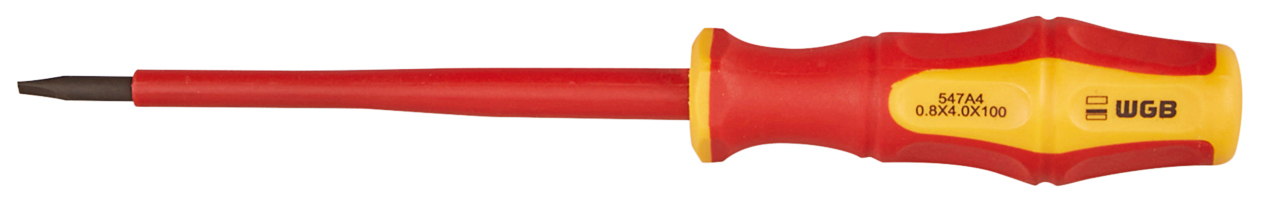 Отвертка шлиц диэлектрическая VDE DIN ISO 2380 4,0X100, красн. WGB - фото 3