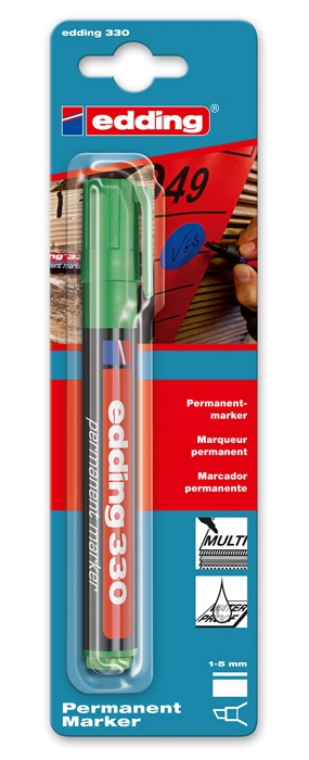 Маркер перманентный, клиновидное острие 1-5мм., 330, зелен. Edding - фото 6