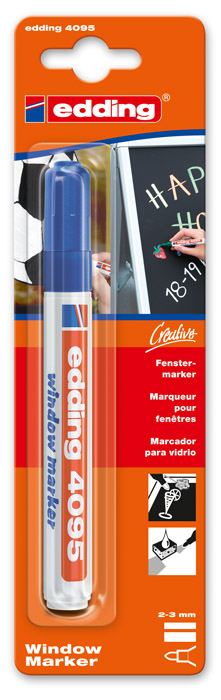 Маркер для вікон 4095, круглий наконечник 2-3мм., син. Edding - фото 6