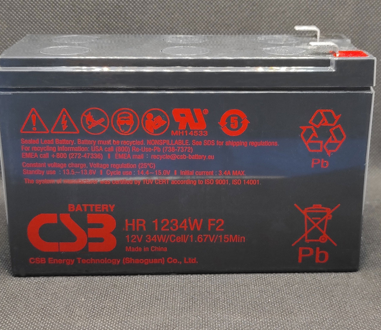 Аккумуляторная батарея для ИБП, AGM 12V 9Ah, 150*64*98,3мм, гелевая (HRL1234WF2FR) CSB - фото 4