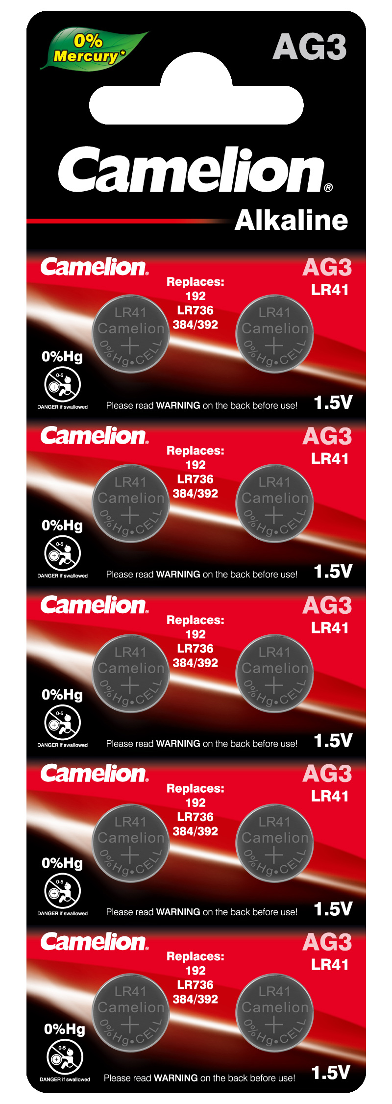 Батарейка AG3 (LR41,384, 392, 194, LR736, L736, GP192, V36A) 1,5V, 10шт./уп. Camelion - фото 2