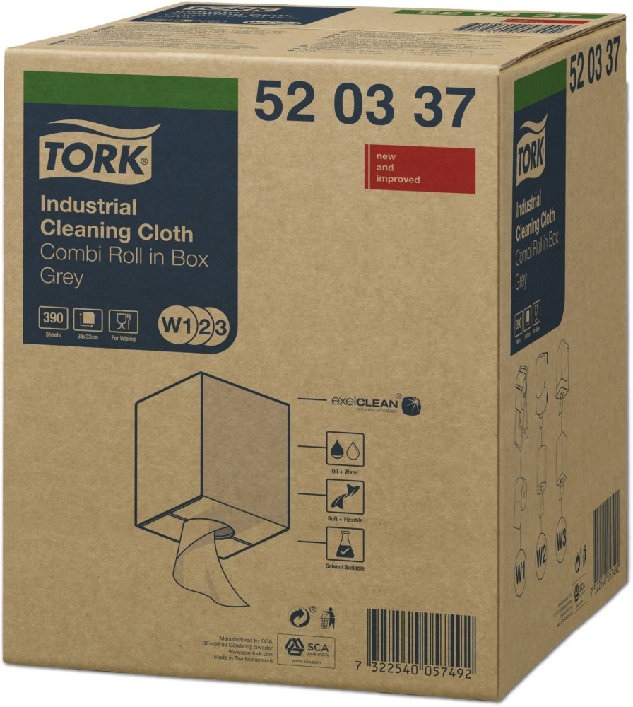 Нетканий матеріал універсальний Tork 520, малий рулон1-сл., 32*38см., 148м., 390шт./уп., сірий, W1 Tork - фото 3