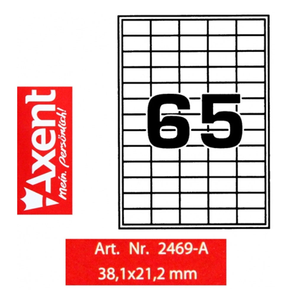 Наклейки (65) 38,1X21,2мм., 100л./уп., прямоугольные края Axent - фото 3