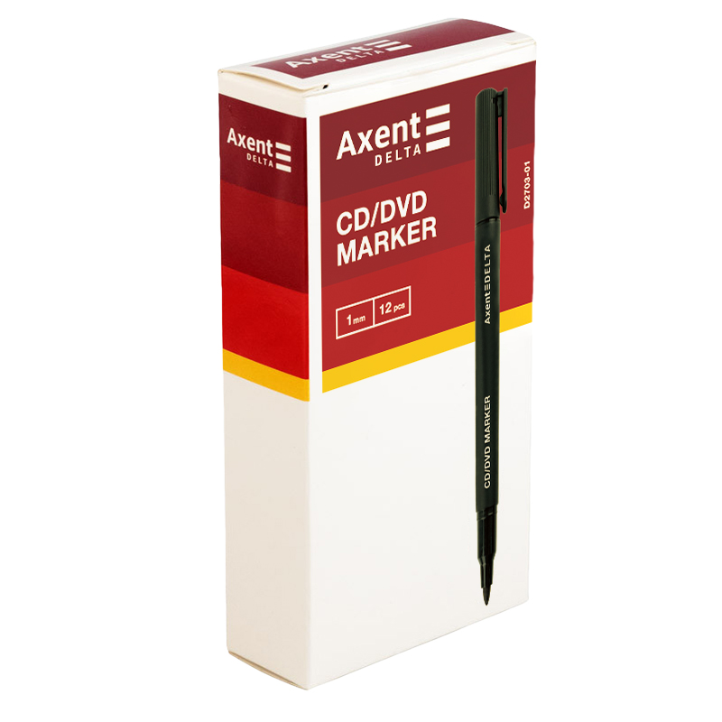 Маркер перманентный для CD/DVD D2703-01, 1мм., черн. Axent Delta - фото 1