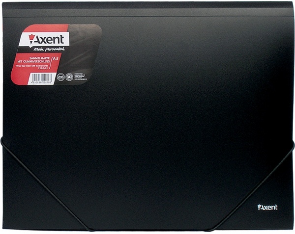 Папка на гумках А3, пластик, чорн. Axent - фото 3