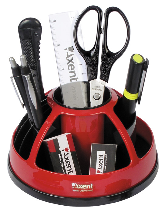 Набор настольный Duoton вращающийся 9 предметов красный Axent - фото 2