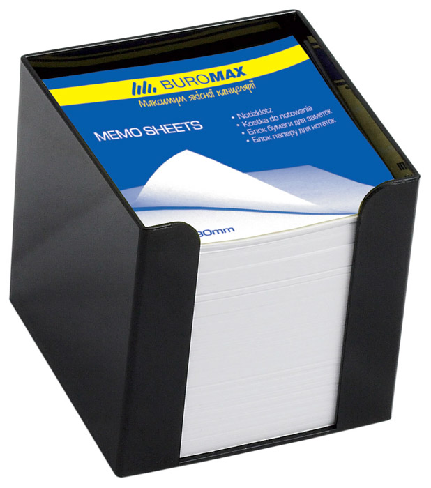 Підставка з блоком паперу 9*9*9см., 1000арк. ВМ.2290, чорн. BuroMax - фото 2
