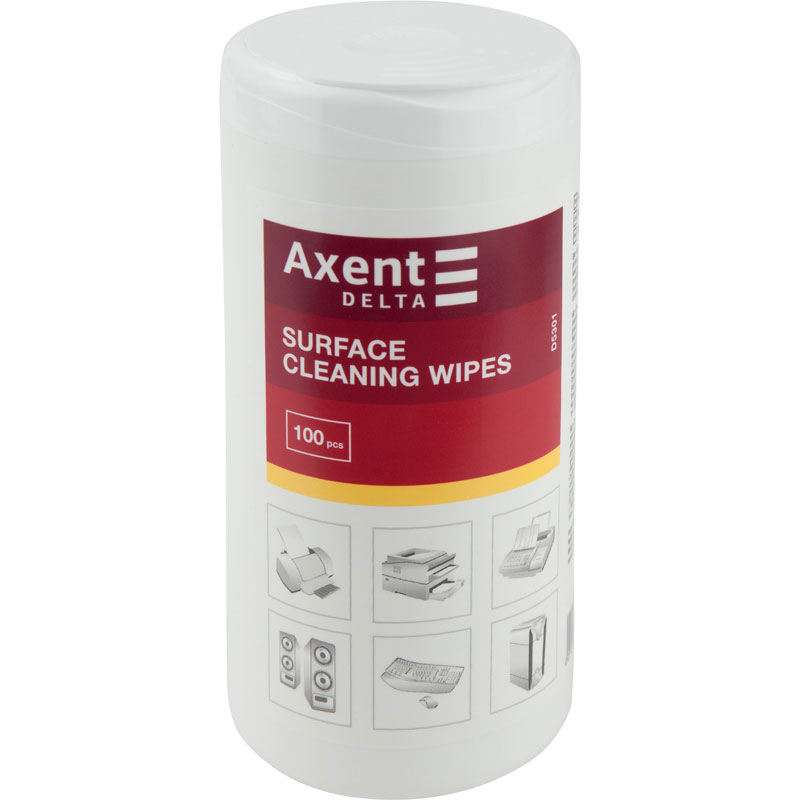 Салфетки влажные для чистки оргтехники, бокс 100шт. (D5301) Axent Delta - фото 2