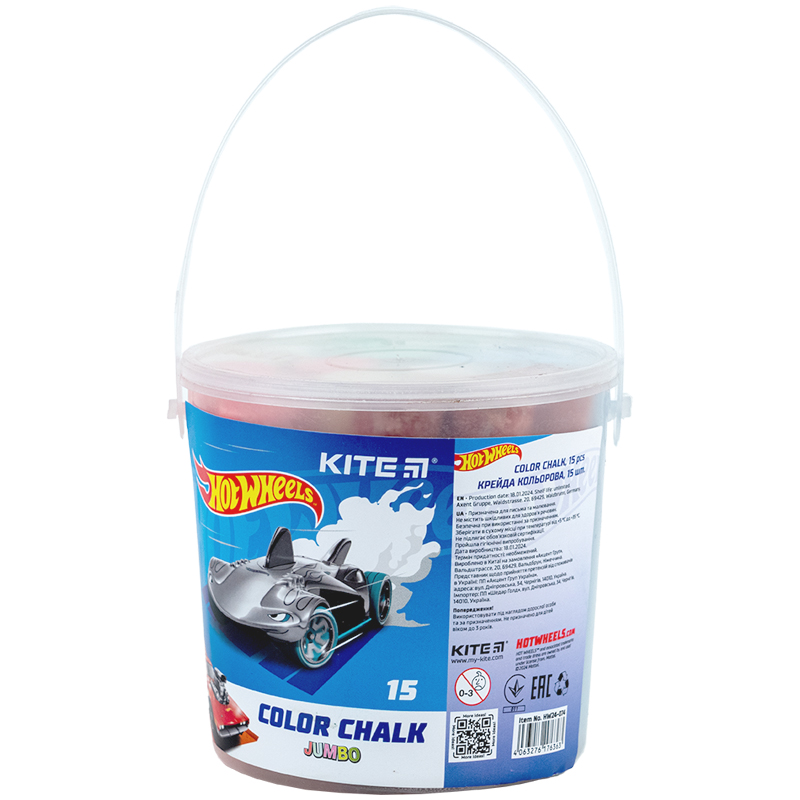 Крейда кольорова Jumbo, 15 шт. у відерці 