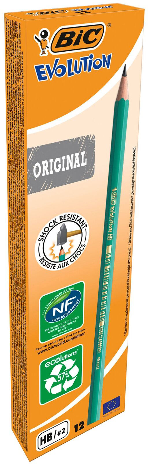 Олівець простий графітний без гумки HB ECO Evolution 650, пластиковий корпус зеленого кольору Bic - фото 3