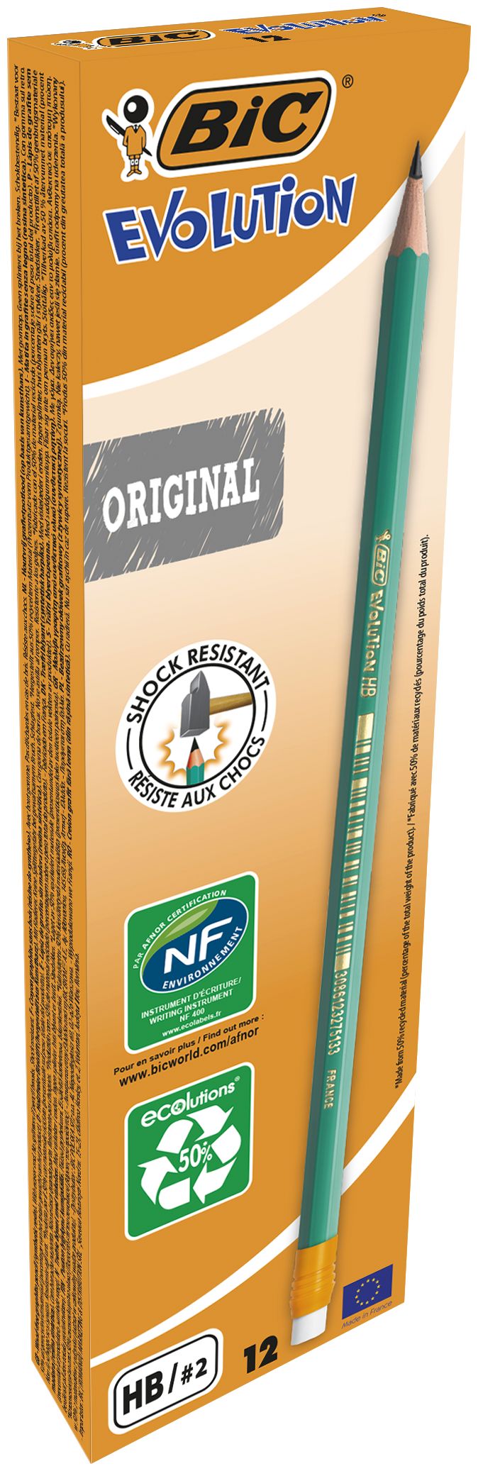 Карандаш простой графитный с резинкой HB ECO Evolution 655, пластиковый корпус Bic - фото 2