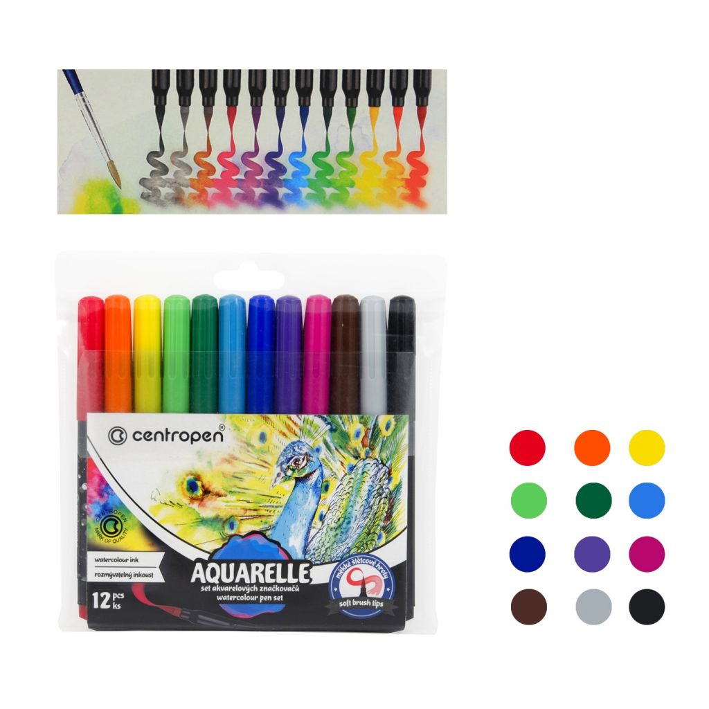 Фломастеры акварельные, 12цв., 8683, ассорт. Centropen - фото 1