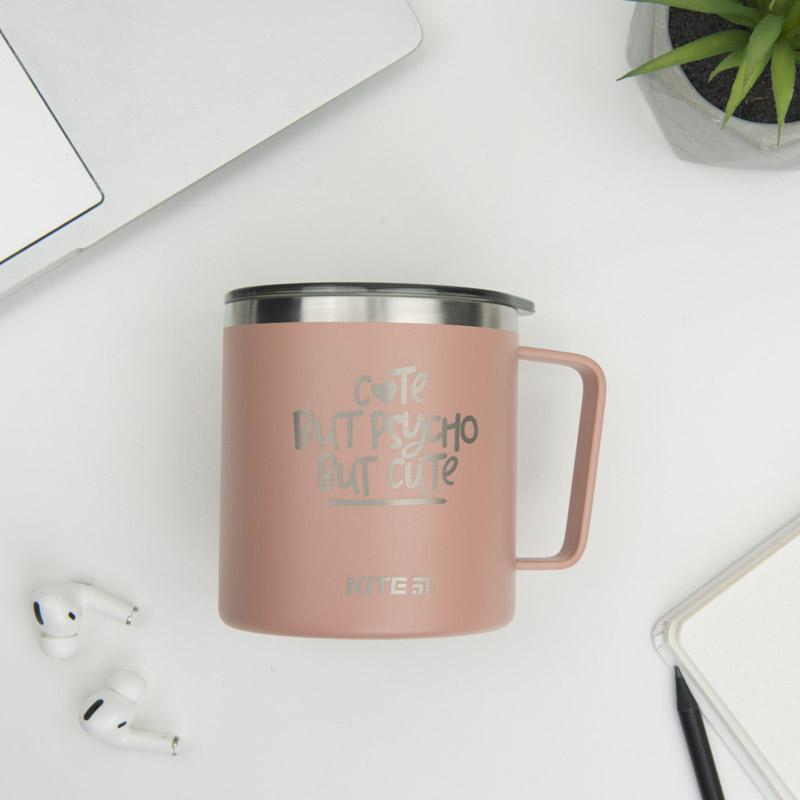 Термокружка 400 мл, пудра Cute but phycho Kite - фото 3