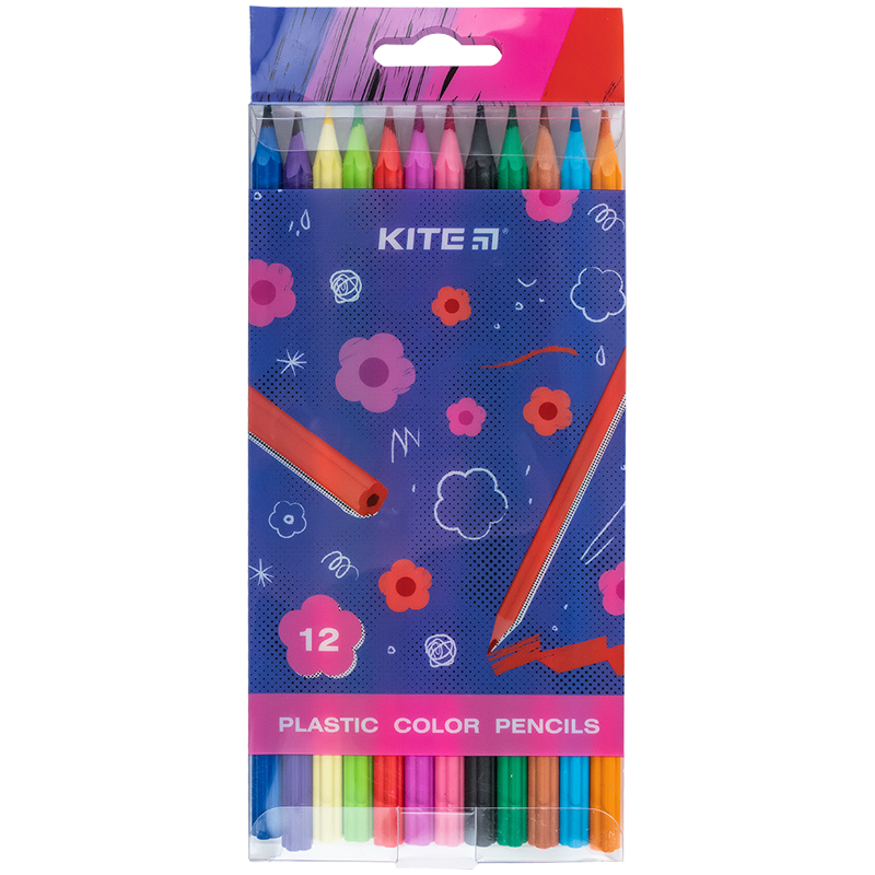 Карандаши цветные пластиковые, 12шт Kite Flower Kite - фото 1