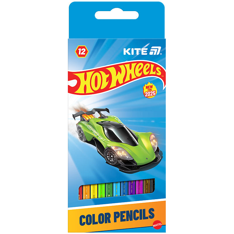 Карандаши цветные, 12 шт. Hot Wheels Kite - фото 1