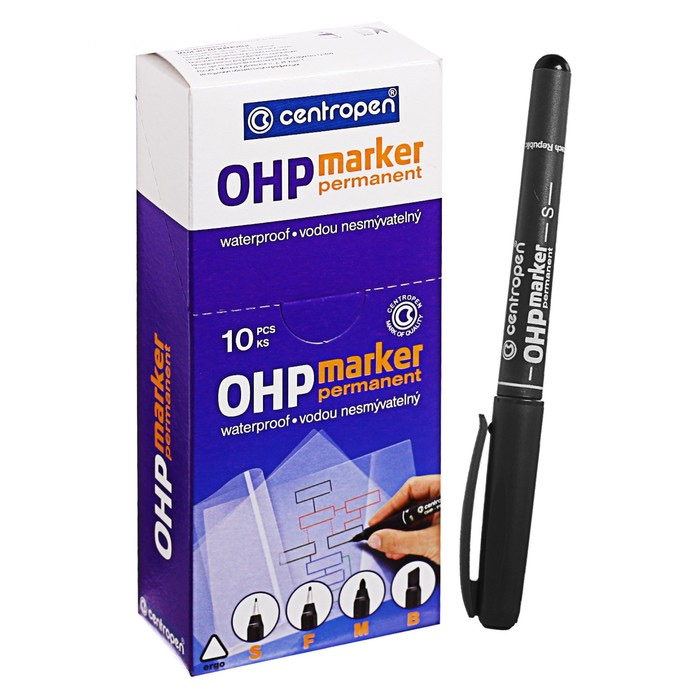 Маркер перманентный, круглое острие 0,3мм. (S) 2634, черн. Centropen - фото 2