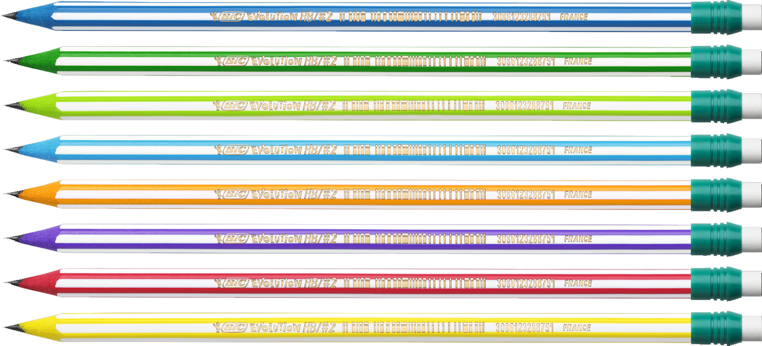 Олівець простий графітний з гумкою HB ECO Evolution Stripes, пластиковий корпус Bic - фото 2