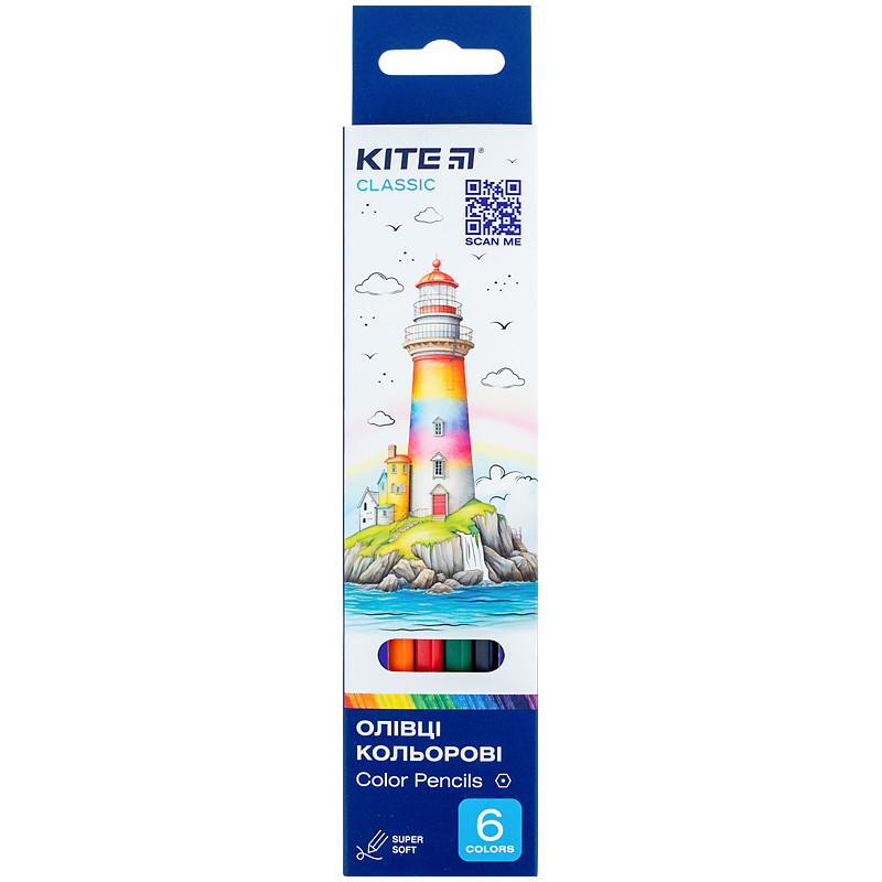 Карандаши цветные, 6 шт. Kite Classic Kite - фото 1