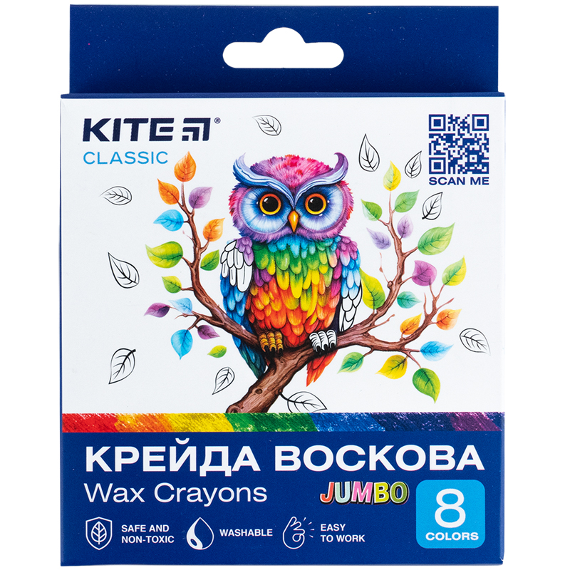 Мел восковой Jumbo, 8 цветов Classic Kite - фото 1