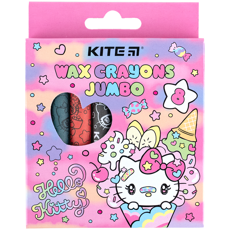 Крейда воскова Jumbo, 8 кольорів Hello Kitty Kite - фото 1