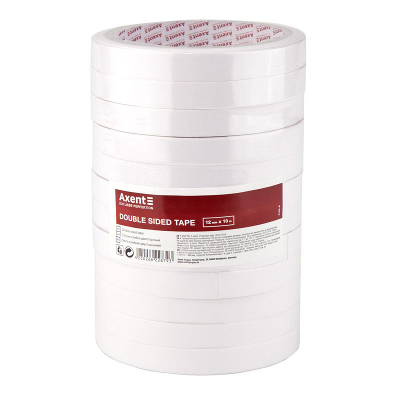Клейка стрічка двостороння на спіненій основі 12мм.*10м. Axent - фото 2