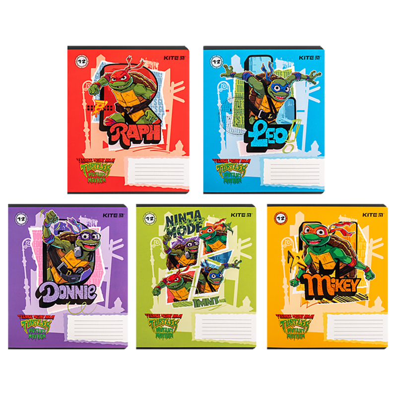 Зошит 12 арк., лін., софт тач + УФ лак, Ninja Turtles (NT24-234) Kite - фото 8