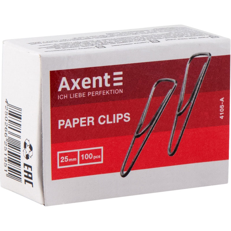 Скрепки 25мм., никель., треугольные, 100шт., картон. уп. Axent - фото 2