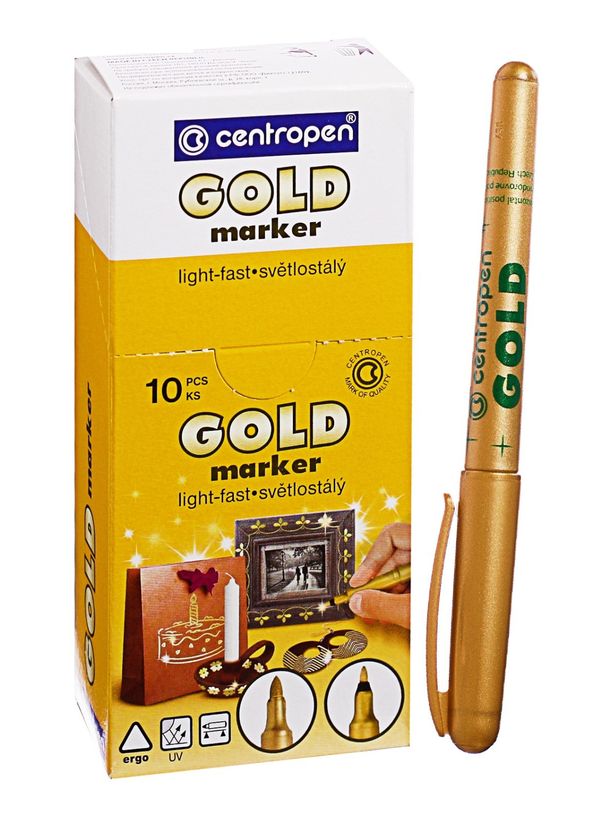 Маркер Gold 2670, круглое острие 1мм., золот. Centropen - фото 3