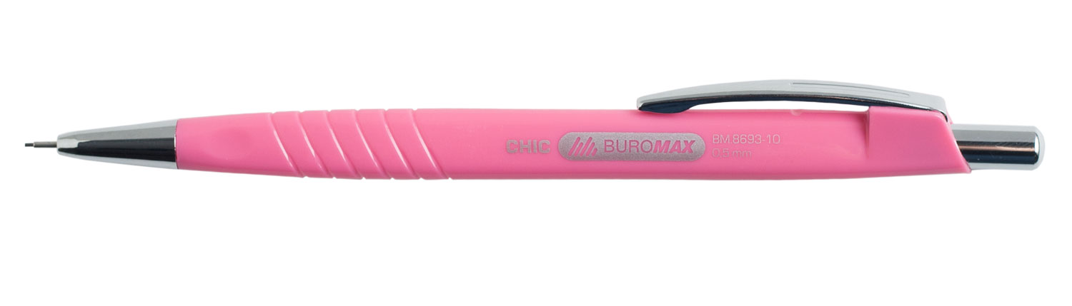 Карандаш автоматический 0,5мм. CHIC, трехгранный пластиковий корпус, розов. BuroMax - фото 1