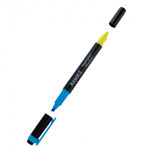 Маркер текстовый Highlighter Dual 2534-A, 2-4 мм клиноп., голуб+желт. Axent - фото 1