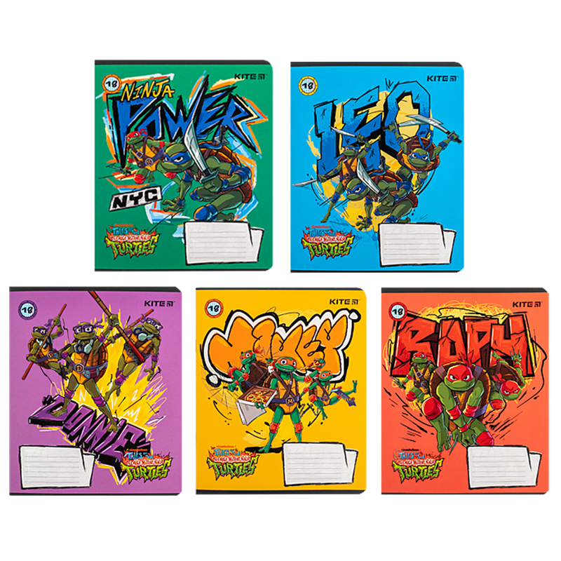 Зошит 18 арк., кл., софт тач + УФ лак, Ninja Turtles (NT24-236) Kite - фото 7