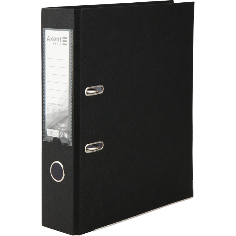 Регистратор 7,5см. А4 (PP) односторонний, черн. Axent Delta - фото 2