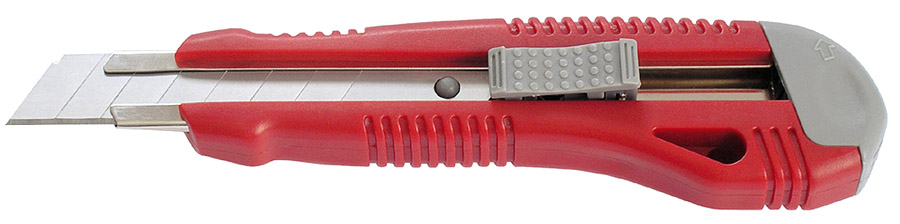 Ніж канцелярський великий 18мм., металева напрямна, червоно-сірий, пластиковий Axent - фото 1