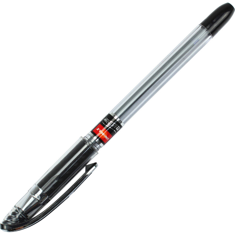 Ручка шариковая Maxflow, 0,7мм., корпус прозрачный, стержень черн. Unimax - фото 1