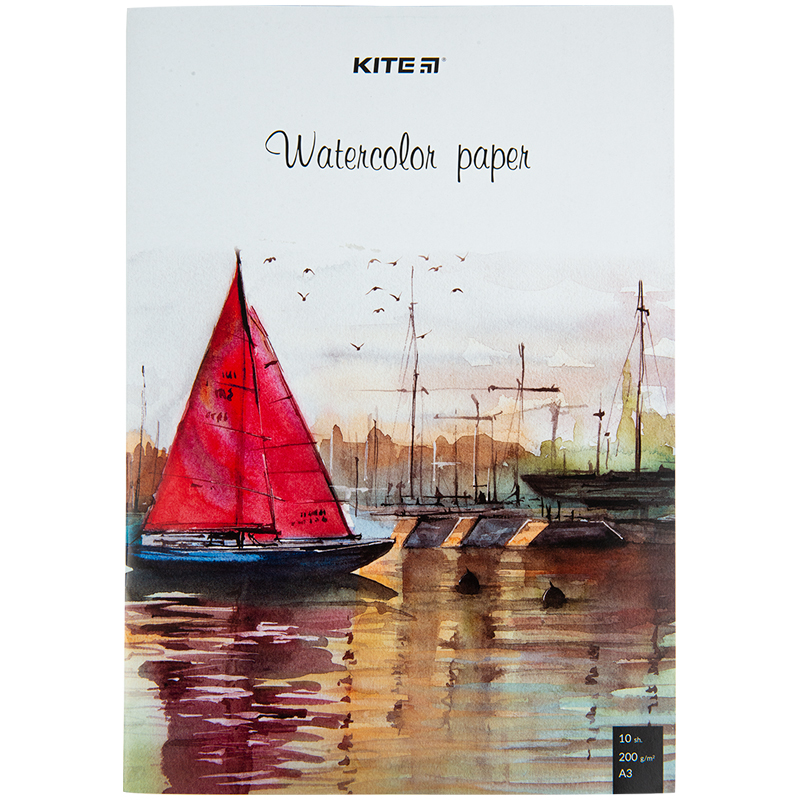 Папір для акварелі А3, 10 арк., 200г/м2 (K23-268) Kite - фото 1