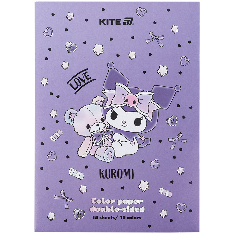 Папір кольор. двостор. (15арк/15кол), А4 Hello Kitty-2 (HK24-250-2) Kite - фото 1