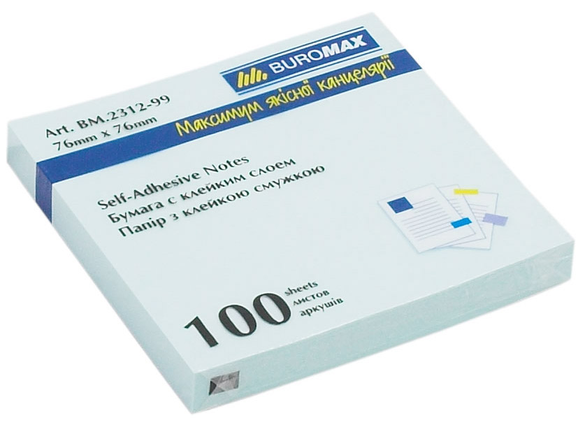 Блок бумаги с клейким слоем 76*76мм.*100 листов, пастельный микс BuroMax - фото 4