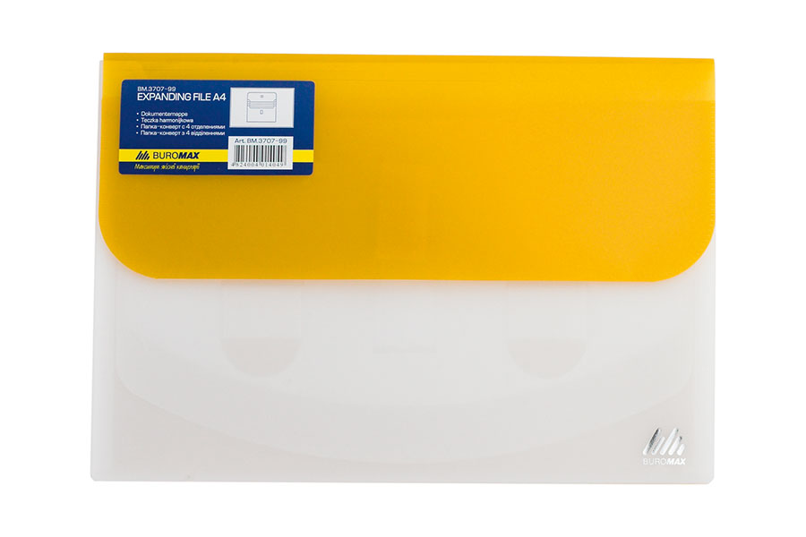 Папка-конверт на липучке А4 Travel на 4отд., полупрозр., ассорт. BuroMax - фото 7