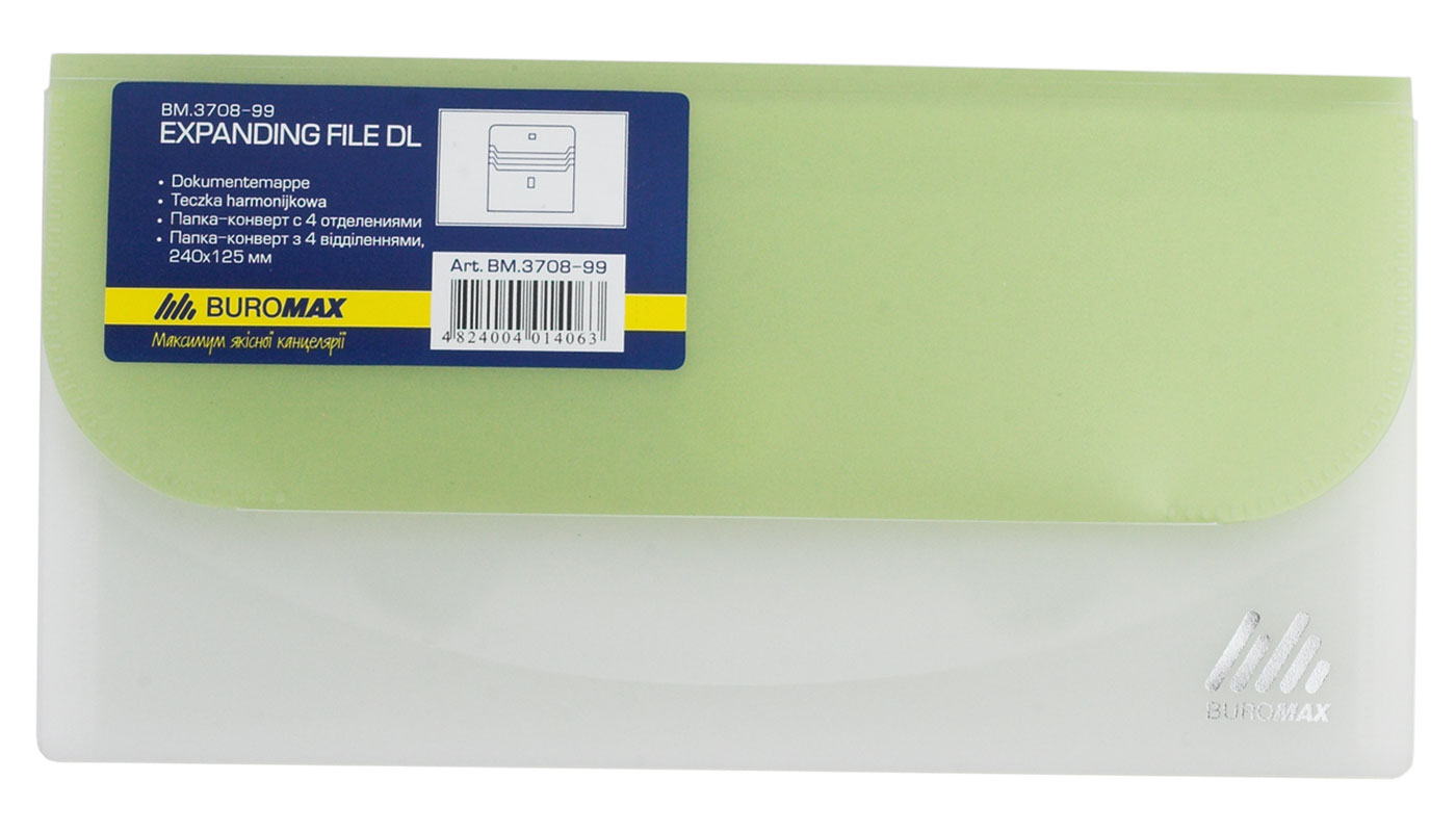 Папка-конверт на липучці Dl Travel на 4відд., полупроз., асорті BuroMax - фото 7