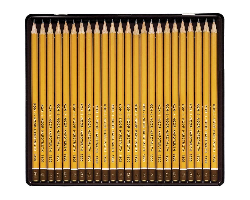 Набор карандашей чернографитных 1500, 8В-10Н, 24шт./уп., метал. коробка Koh-i-noor - фото 1