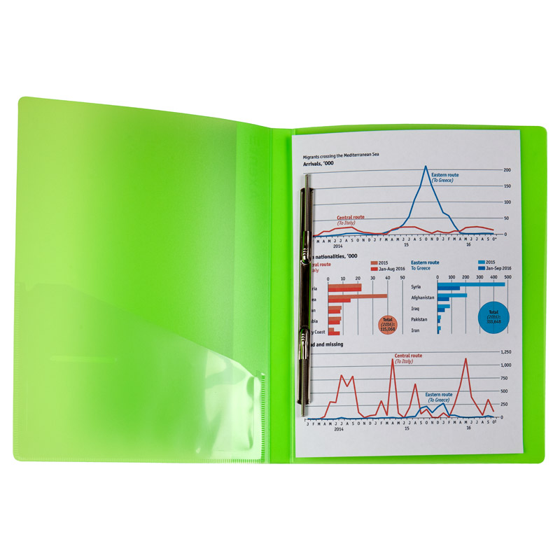 Папка со скоросшивателем и карманом А4, 20мм., прозрачная зеленая Axent - фото 1