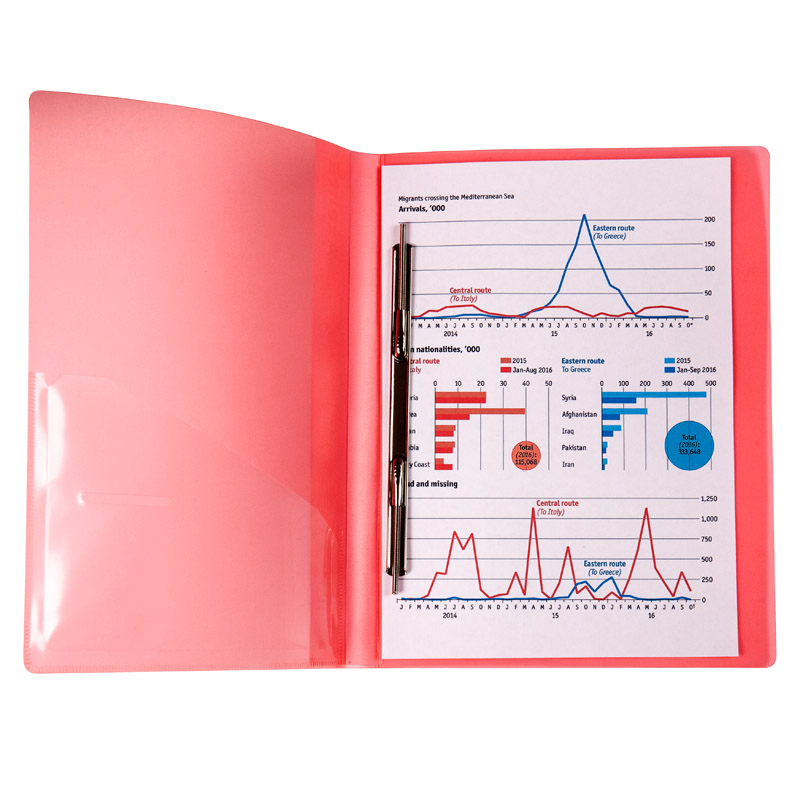 Папка со скоросшивателем и карманом А4, 20мм., прозрачная красная Axent - фото 1