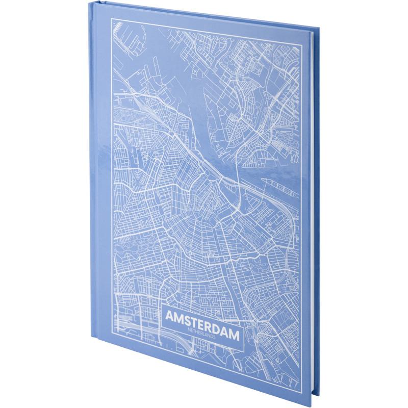 Книга обліку тверда обкладинка, офсет, 96арк., серія Maps Amsterdam, клітинка, син. Axent - фото 1