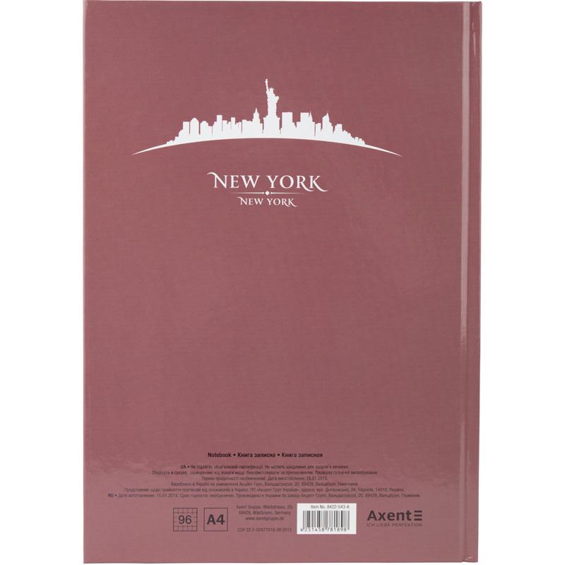 Книга учета 96л. твердый переплет, офсет, серия Maps New York, клетка, коричн. Axent - фото 2
